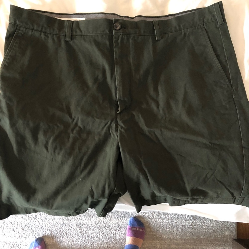 NEW never worn dark green flat front shorts